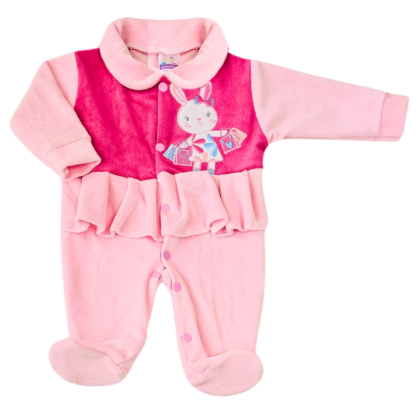 Macacão Prematuro Plush Bordado Coelha