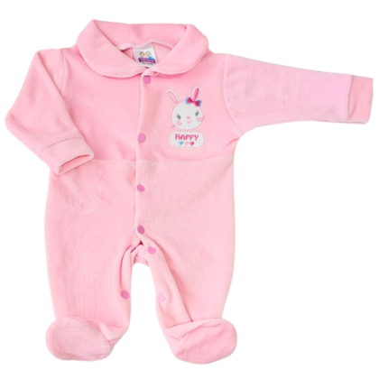 Macacão Prematuro Plush Bordado Coelhinha