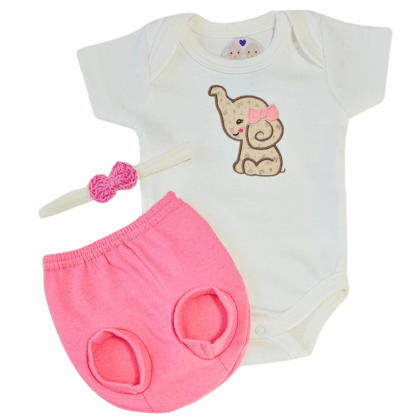 Conjunto Tapa Fralda Prematuro Suedine Elefantinha