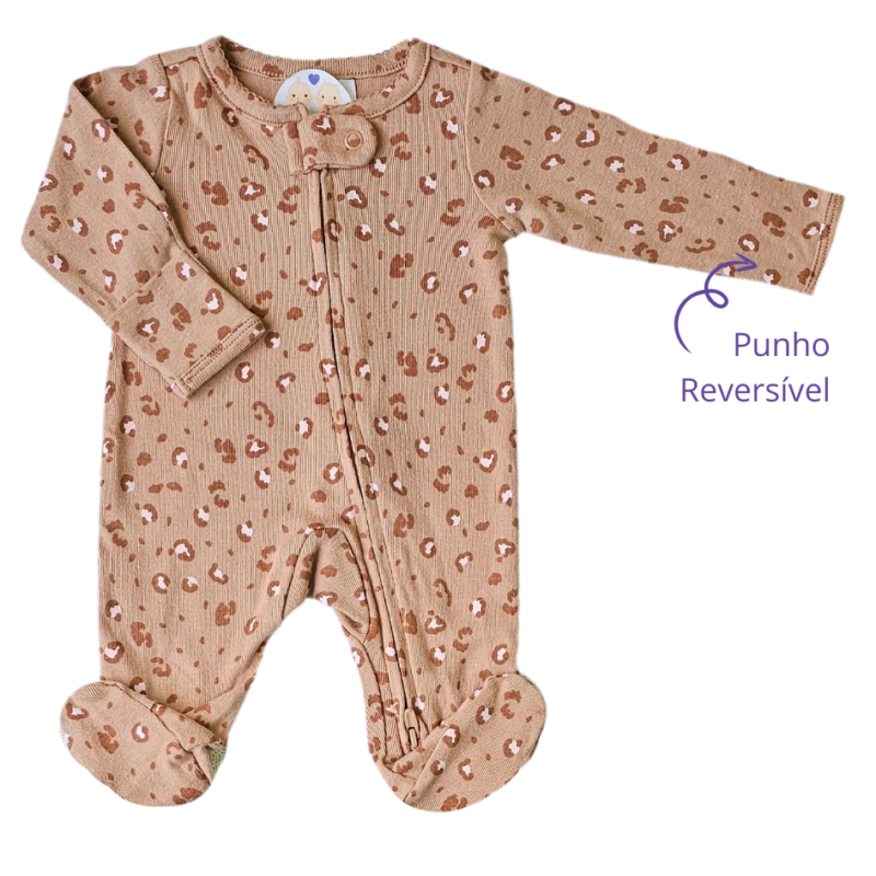 Macacão Prematuro Suedine Zíper Animal Print - Image 2