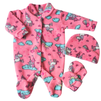 Kit Macacão Prematuro Microsoft Unicórnio Pink