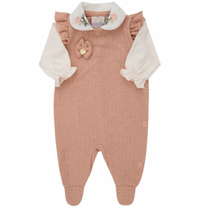 Macacão Prematuro Tricot Leve Super Luxo Bordado