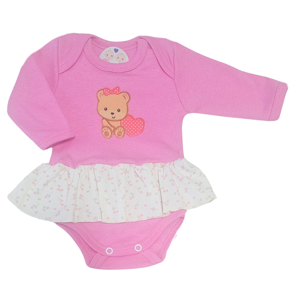Body Vestido Suedine Prematuro Ursinha da Mamãe