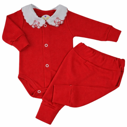 Body e Calça Prematuro Suedine Especial Vermelho
