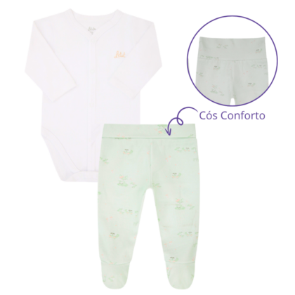 Body e Calça Prematuro Suedine Premium Verde