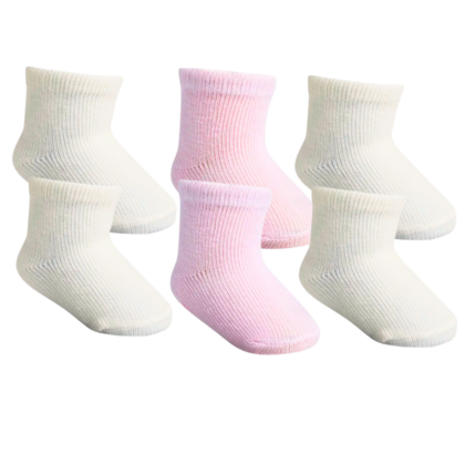 Kit Meias Prematuro Brancas Rosa