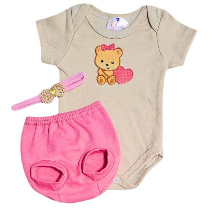 Conjunto Tapa Fralda Prematuro Suedine Ursinha