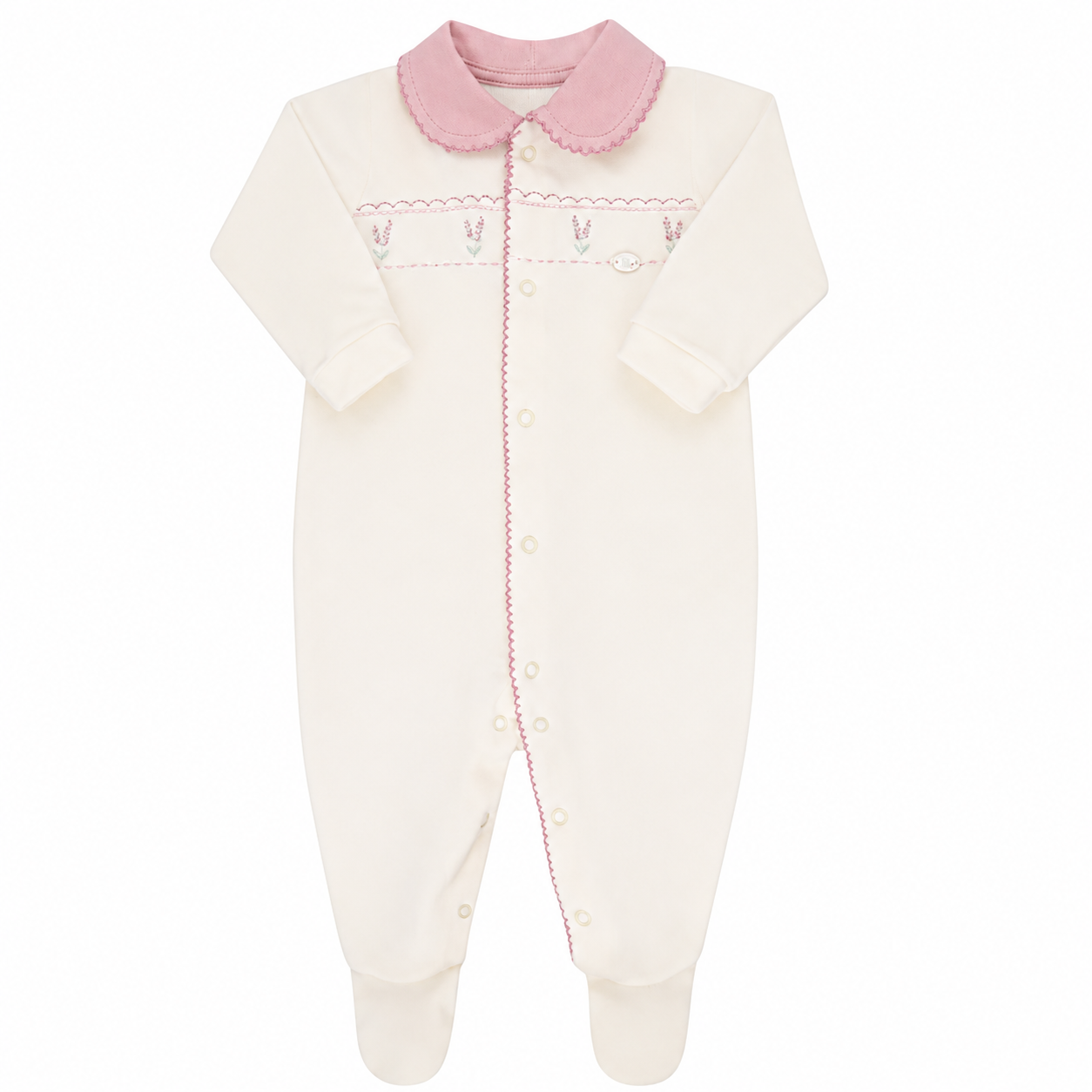 Macacão Prematuro Plush Luxo Paraíso Creme Bordado