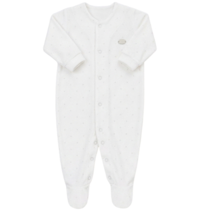 Macacão Prematuro Plush Luxo Premium Textura Poá