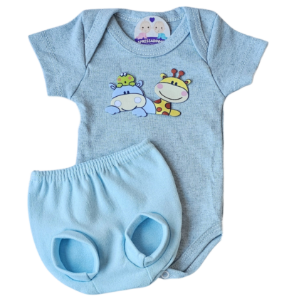 Conjunto Tapa Fralda Prematuro Suedine Fofura Azul