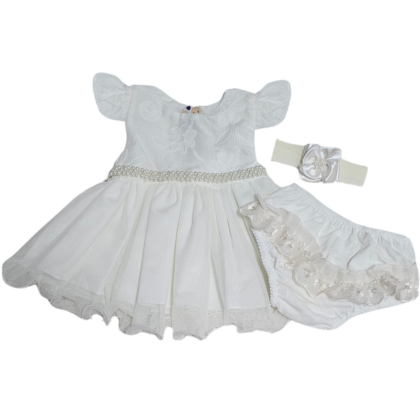Vestido Festa Prematuro com Renda Off