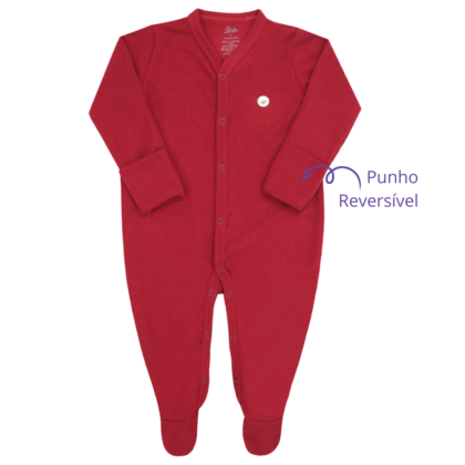 Macacão Prematuro Suedine Canelado Luxo Vermelho