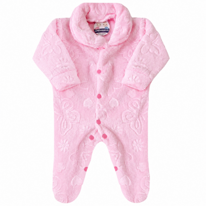 Macacão Prematuro Fleece 3D Borboletas Rosa