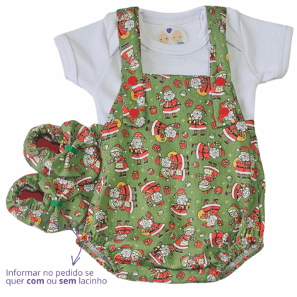 Jardineira Romper Prematuro Papai Noel