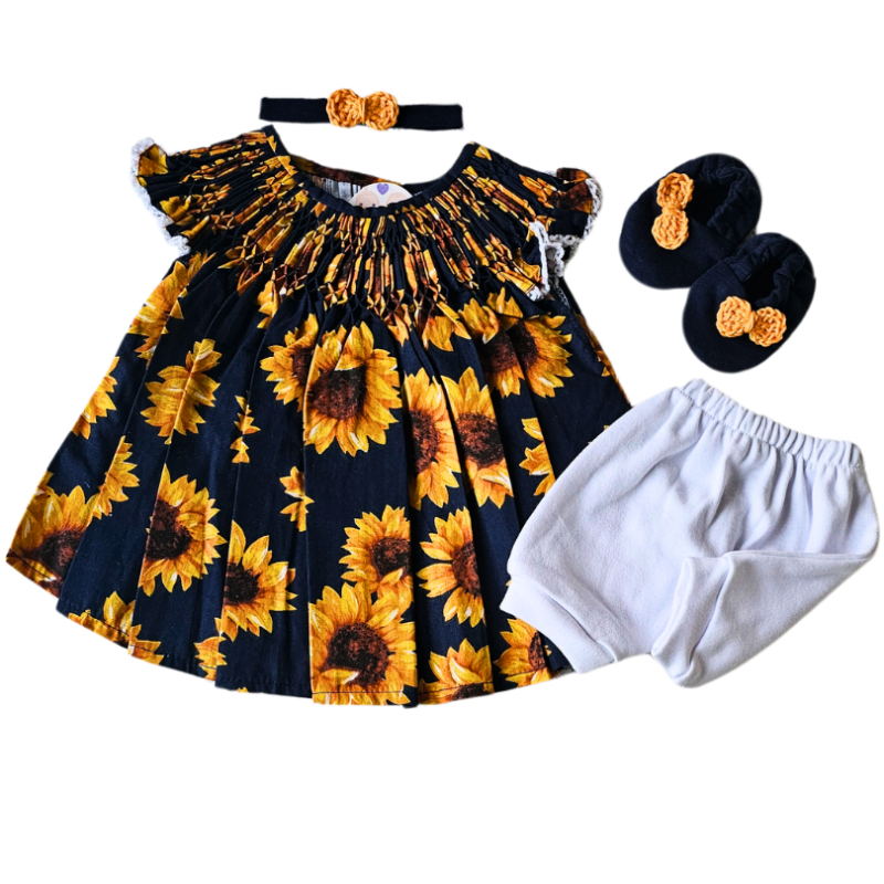 Kit Vestido Prematuro Casinha de Abelha Girasssol