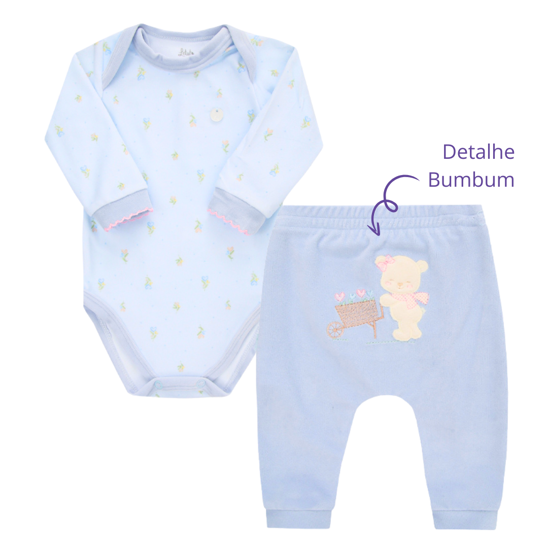 Body e Calça Prematuro Plush Super Premium Bordado