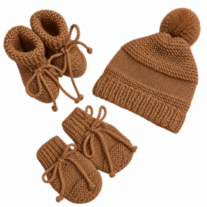 Kit Tricot Prematuro Amor em Cada Ponto Caramelo Forte