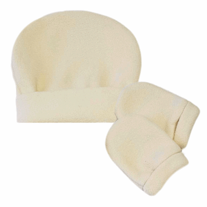 Kit Gorro e Luva Prematuro Microsoft Bege