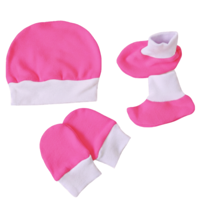 Kit Gorro, Luva e Sapatinho Prematuro Suedine Pink