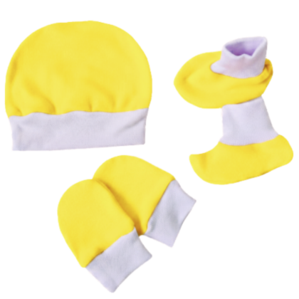 Kit Gorro, Luva e Sapatinho Prematuro Suedine Amarelo