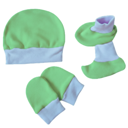 Kit Gorro, Luva e Sapatinho Prematuro Suedine Verde