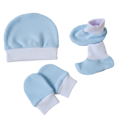 Kit Gorro, Luva e Sapatinho Prematuro Suedine Azul