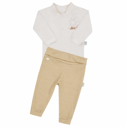 Body e Calça Prematuro Baby Plush Premium Bege