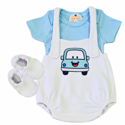 Jardineira Romper Prematuro Carrinho