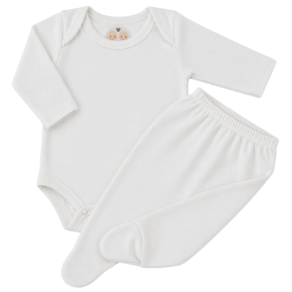 Body e Calça Prematuro Suedine Pé Fechado