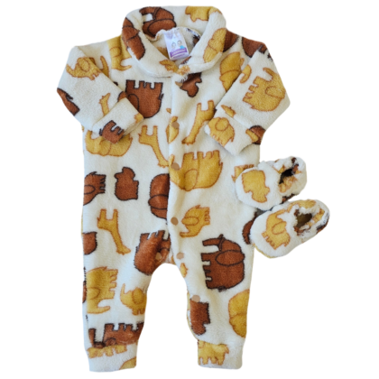 Kit Macacão Prematuro Fleece Elefantes Felizes
