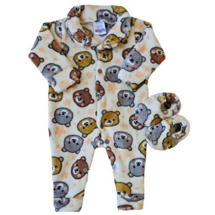 Kit Macacão Prematuro Fleece Ursinhos Alegres