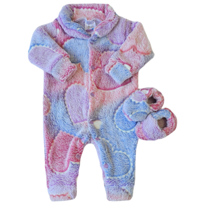 Kit Macacão Prematuro Fleece Coração Brilha no Escuro